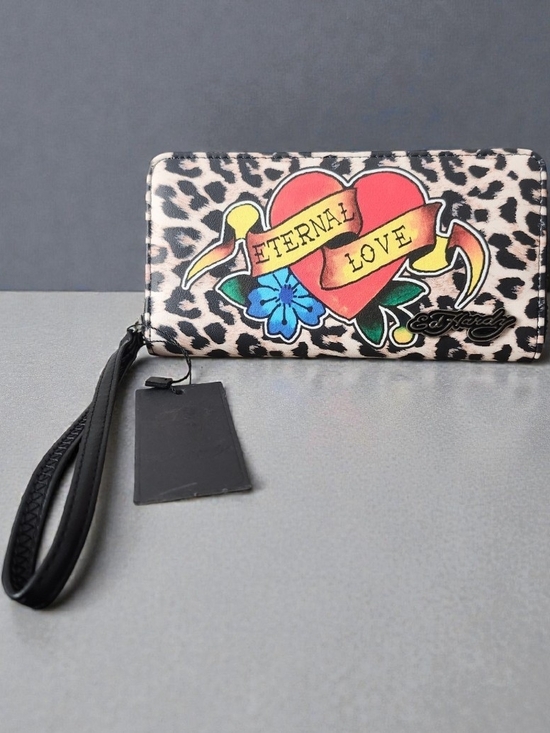 Ed Hardy Handbags - Ed Hardy Cheetah Print 'Eternal Love' Wristlet